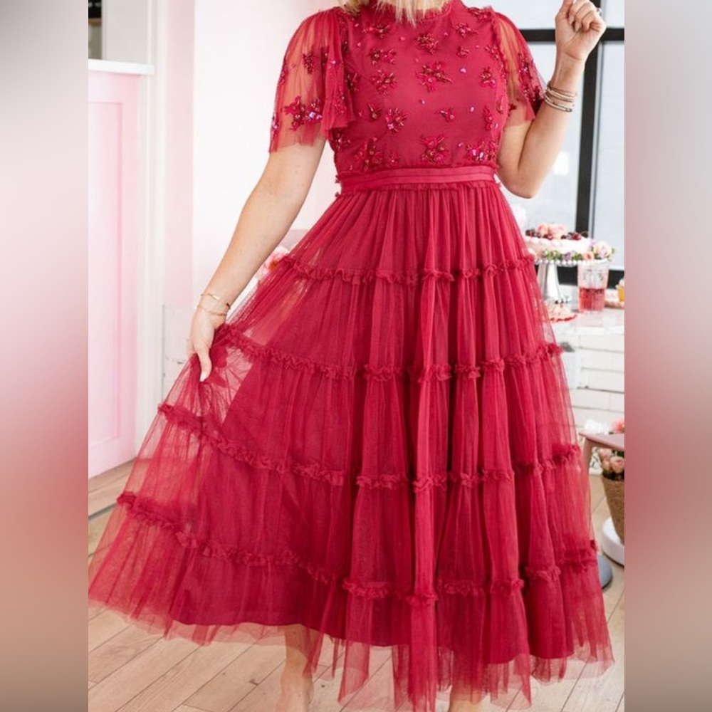 Ivy City Co Red Embellished Wedding Dress